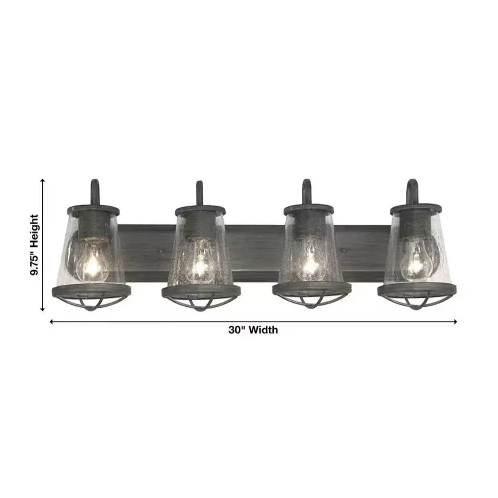Home Decorators Georgina 4-Light Vanity Fixture With Clear Seeded Glass Shades